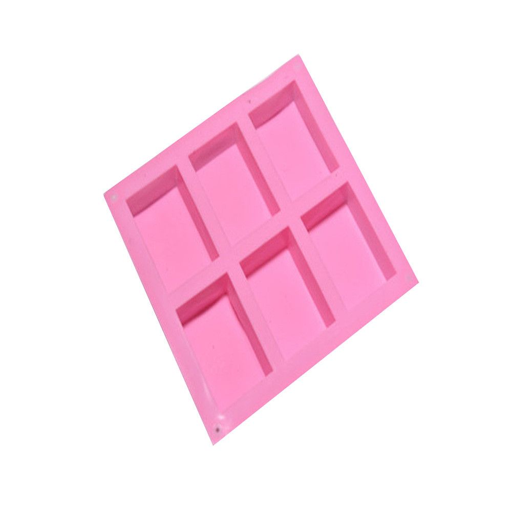 6 Cavity Plain Rectangle Soap Mold Silicone Crafts DIY Making Homemade Cake Tool