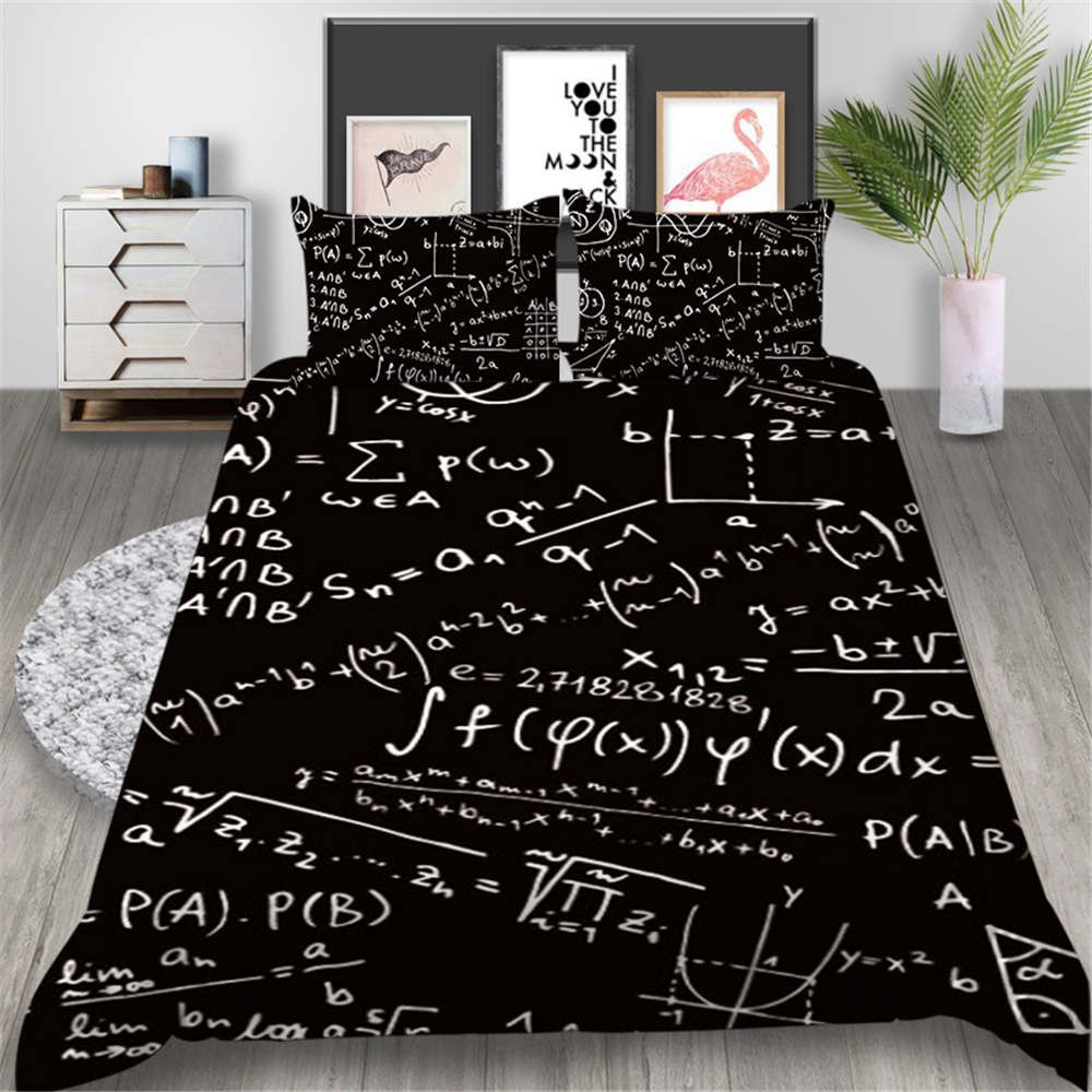 Function Bedding Set Mathematics Fashionable Black Duvet Cover