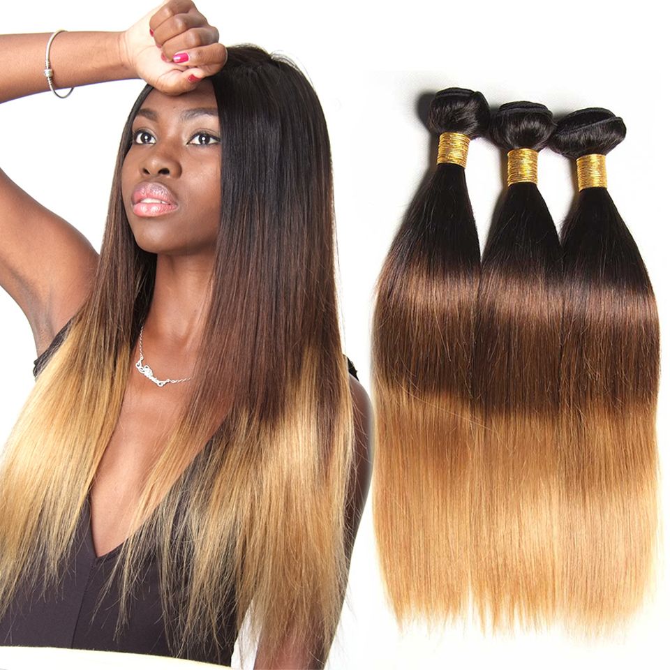 black hair with light brown ombre straight hair