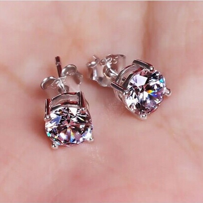 mens white gold diamond stud earrings