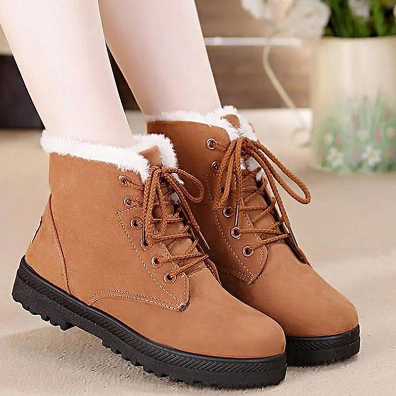 warm square heels ankle snow boots