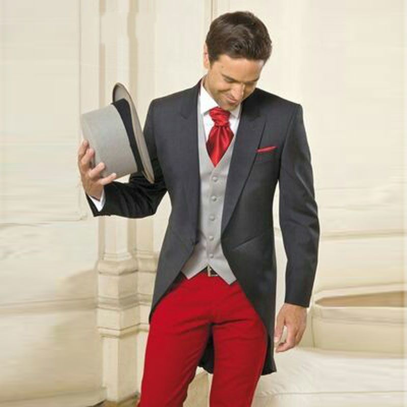 Acquistare Abiti Da Uomo Matrimonio Giacca Lunga Grigia Pantalone Rosso  Tailcoat Groom Tuxedo 3 Pezzi Slim Fit Terno Masculino Uomo Blazer Costume  Homme Serata Party Economico | Consegna Veloce E Qualità | DHgate Italy