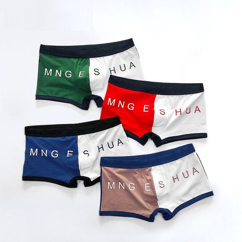 Compre Moda Para Hombre De Los Boxeadores De Los Calzoncillos Elásticos De Cintura Carta Del Patrón De Contraste De Color Calzoncillos 95% Algodón Multi De Los Colores Para Hombre Del Box Pantalones