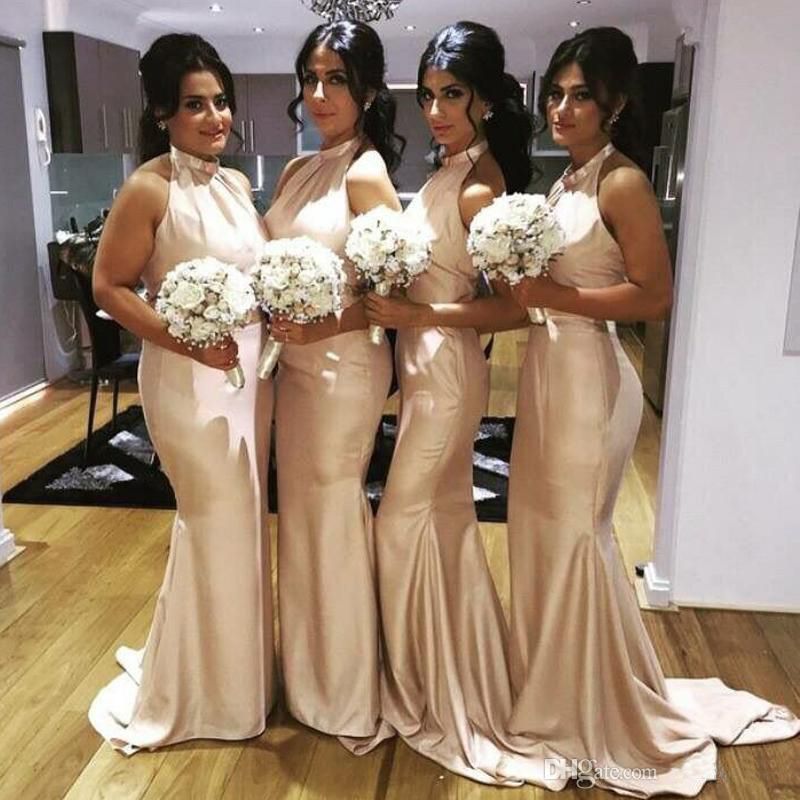 champagne mermaid bridesmaid dresses