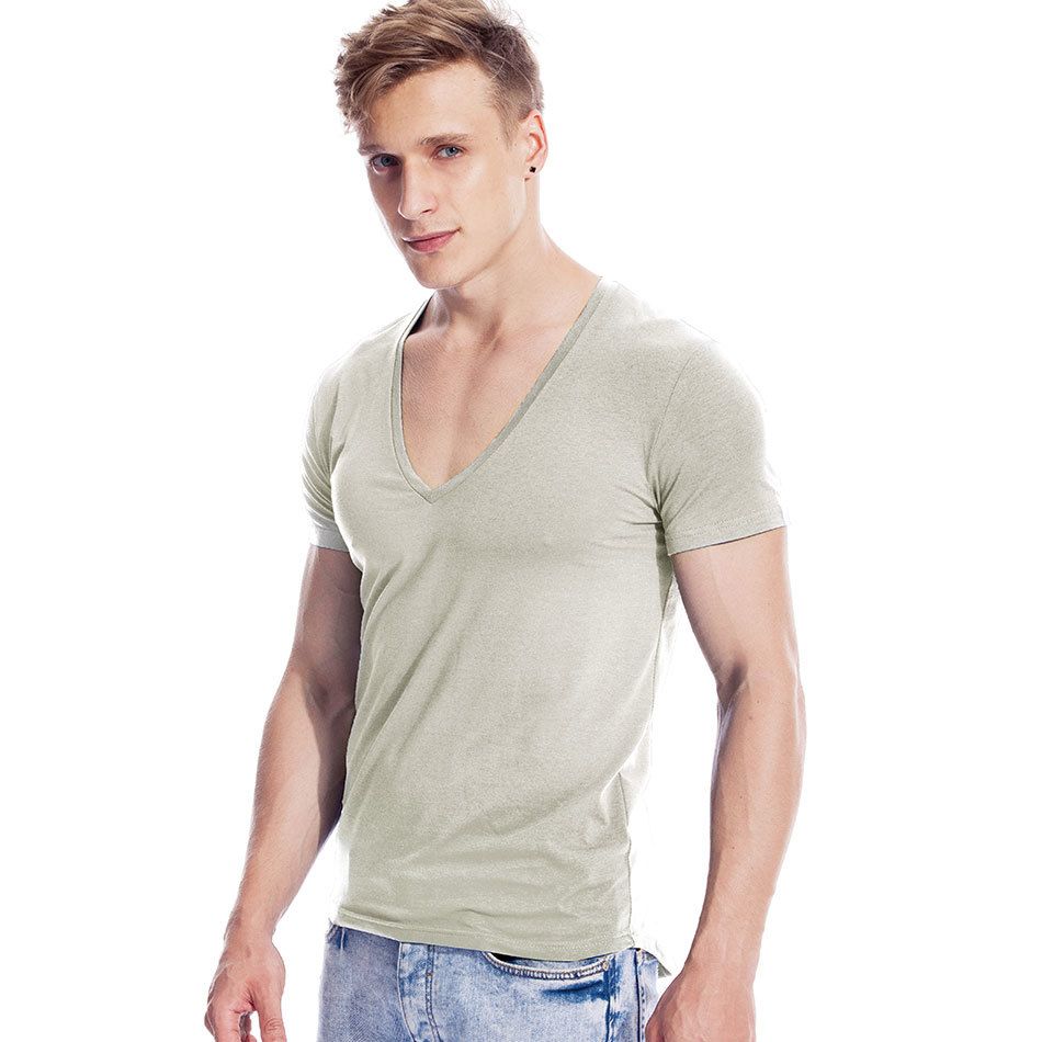Deep V Neck Tshirt For Men Low Cut 