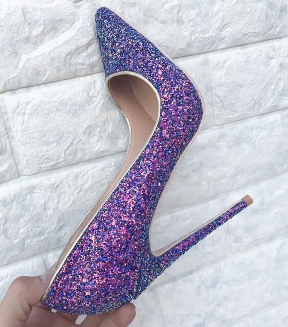 purple sequin heels