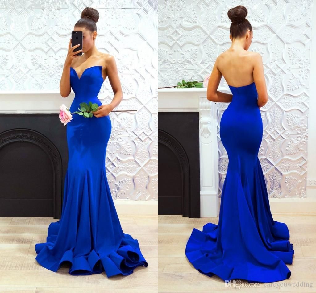 Compra Vestidos De Fiesta Largos Y Fluidos, De Color Azul Real Y Elegante  Sirena Cariño Sin Espalda, Volantes Largos En Cascada, Vestidos De Baile  Para Ocasiones Especiales Vestido Especial Barato | Entrega
