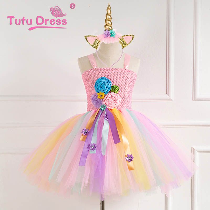 Vestidos Unicornio Niñas Vestidos De Niña De Boda Vestidos De Los Niños Tutú + Diadema Niños Ropa Para Niñas Vestido De Princesa A6291 De 16,07 € | DHgate