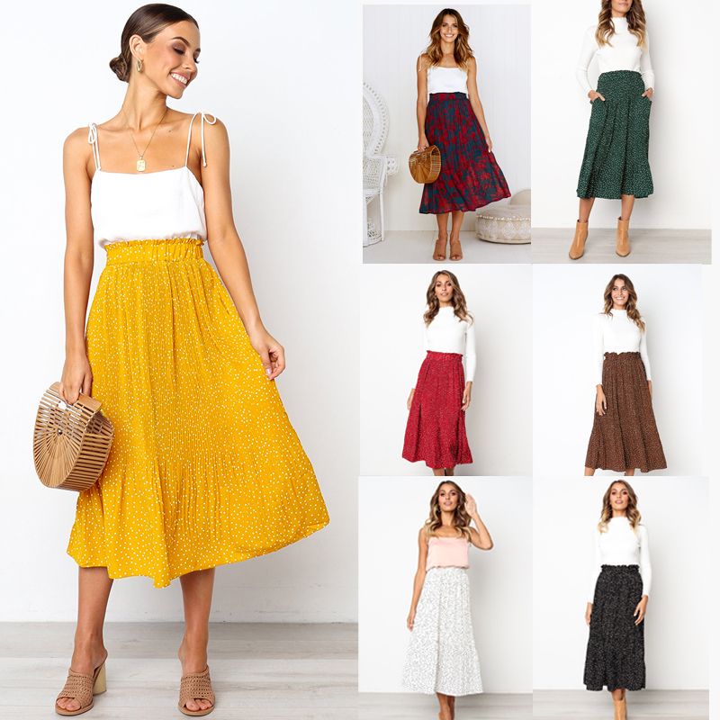 mid length pleated skirts size chart