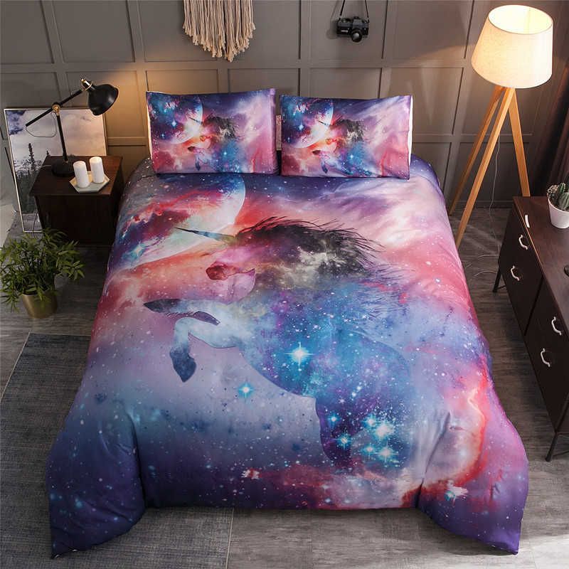 Lanyier 3d Childrens Starry Unicorn Bedding Full Size Fantasy