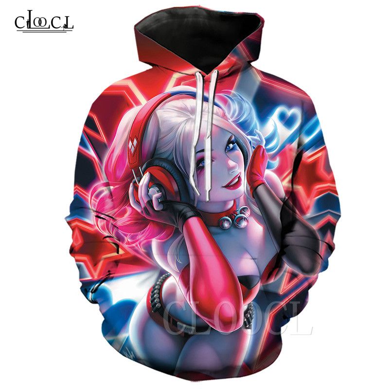 2020 Harley Quinn Cosplay Hoodie Men Women Hip Hop 3D
