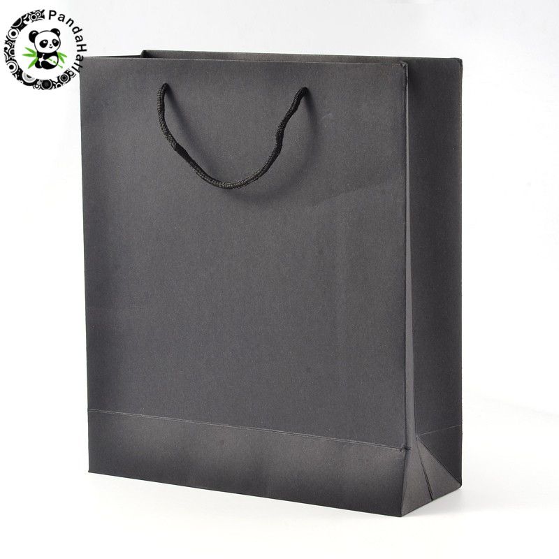 10 pcs Black Rectangle Kraft Paper Pouches Gift Shopping Bags with Nylon Thread