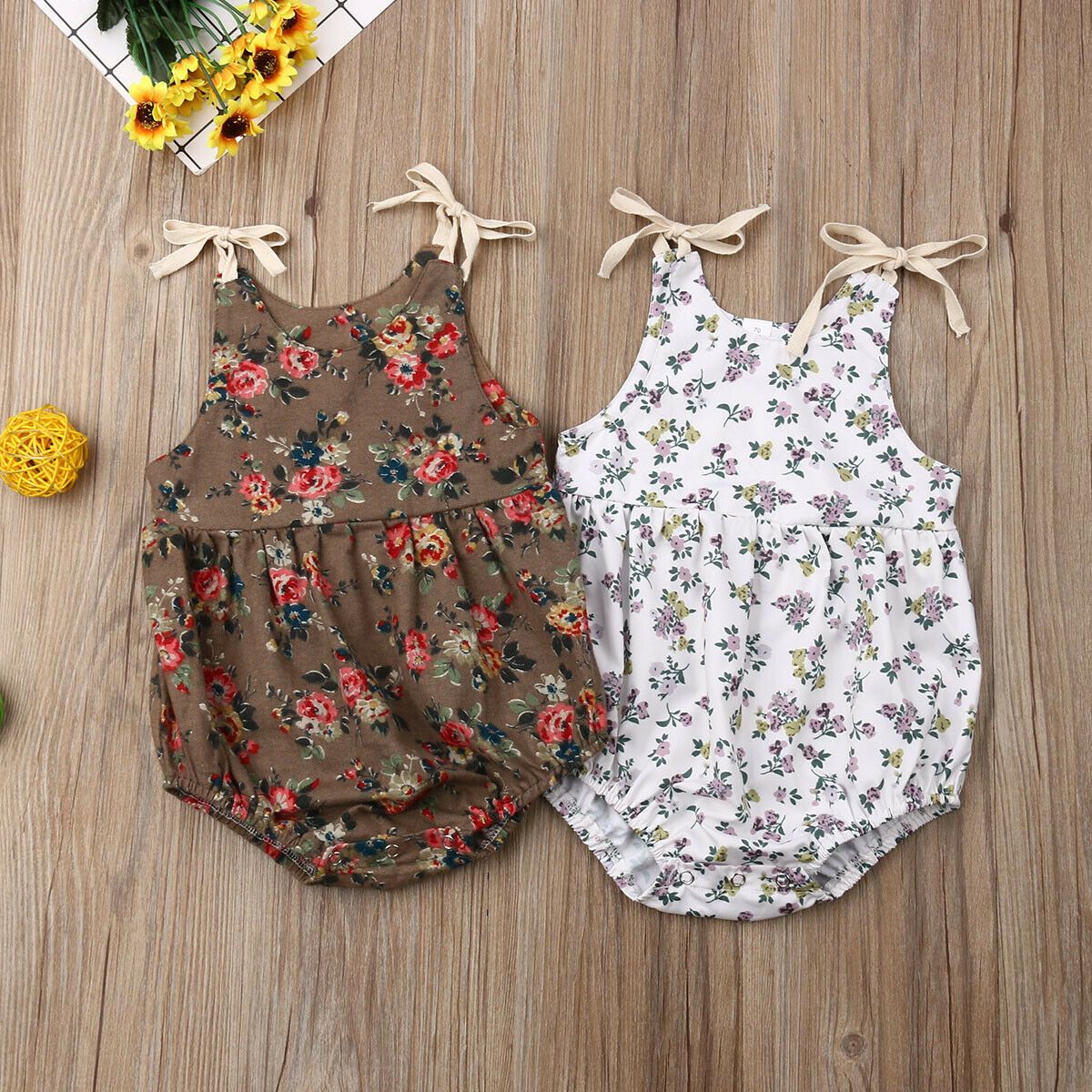 Chinaware Baby Girl Sleeveless Sweet Floral Jumpers Rompers Bodysuit Playsuit Outfits
