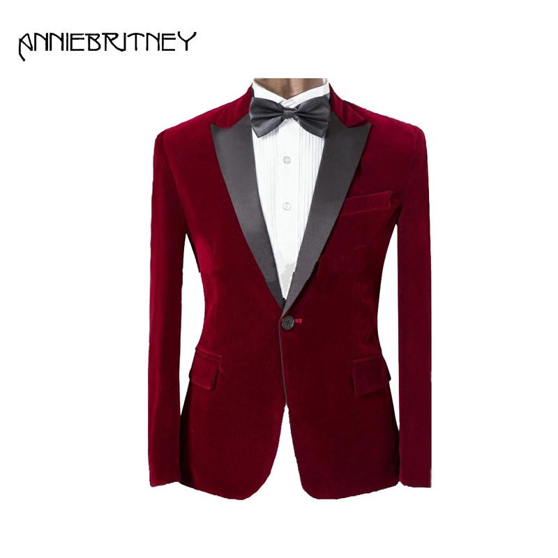Compre Trajes De Vino Rojo De Los Hombres De Los Trajes De Boda Para Hombres Chaqueta De La Chaqueta Slim Fit Smoking Del Novio De La Solapa Negro Enarbolo El Hermoso Traje