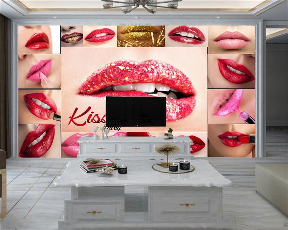 3D Wallpaper Sala de estar Todo tipo de lápices labiales sexy Decorar las paredes de las 3D Wallpaper Sala de estar Todo tipo de lápices labiales sexy Decorar las paredes de las