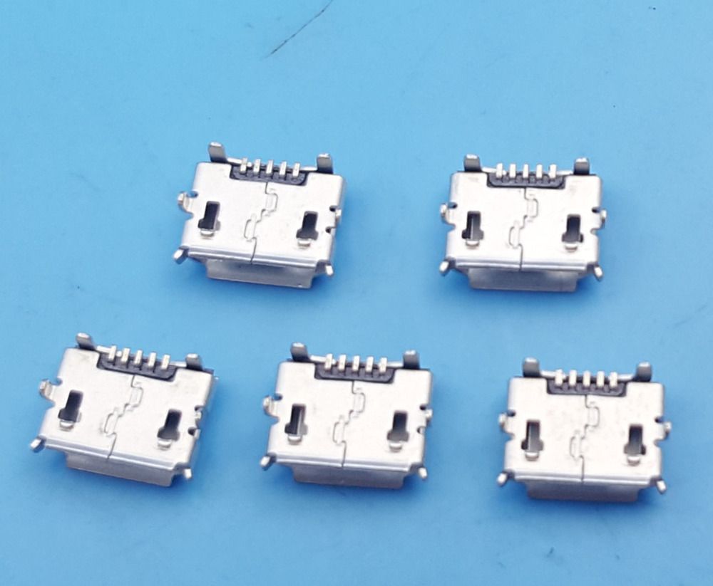 50Pcs Micro USB Type B Female 5Pin Socket Reverse PCB Soldering Connectors 