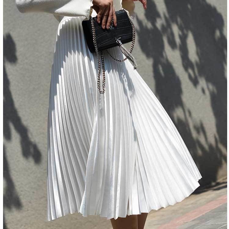 Las Mujeres De Cintura Alta Falda Larga Blanca Faldas Plisadas De Diseño De Moda De Primeras Marcas Mujeres Faldas Faldas Faldas Mujer Largo Midi Y19042402 De 34,17 € | DHgate