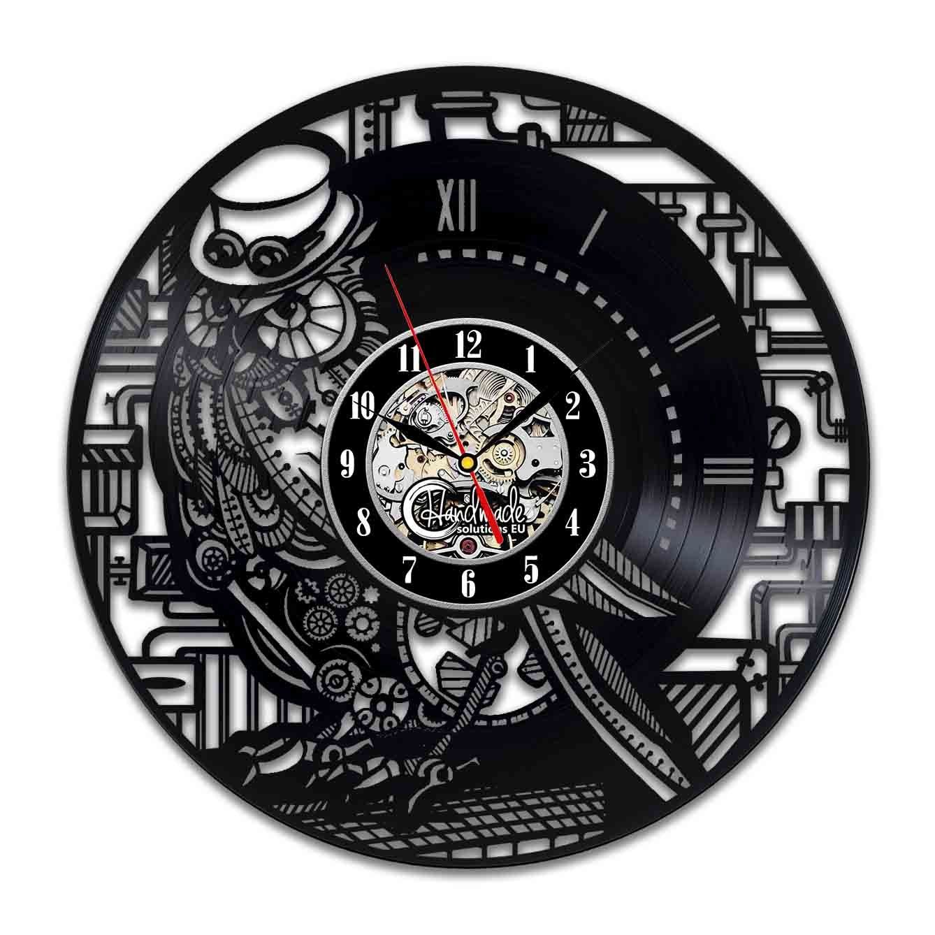 Steampunk البومة الفينيل ساعة الحائط الحلي ل غرفة المعيشة هدايا عيد الأصلي لها المعلم ديكور المنزل النساء الملحقات نوم الفن 2021 من Yujiandong 78 44ر س موبايل Dhgate