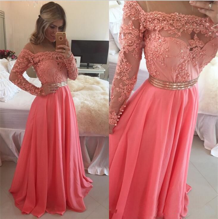 Vestido salmon largo de fiesta Clearance