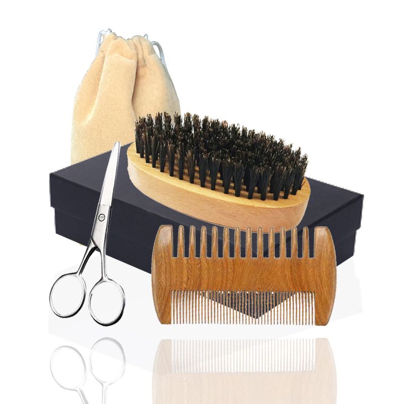 2019 Beard Brush Comb And Scissor Set For Men Wholesale Supplier