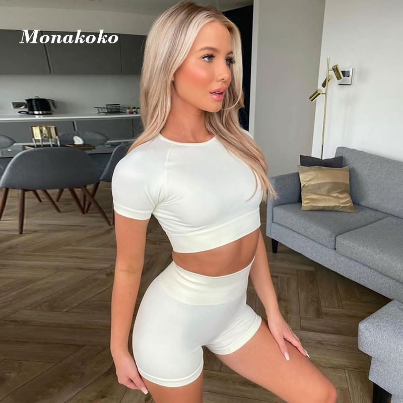 white crop top and shorts set