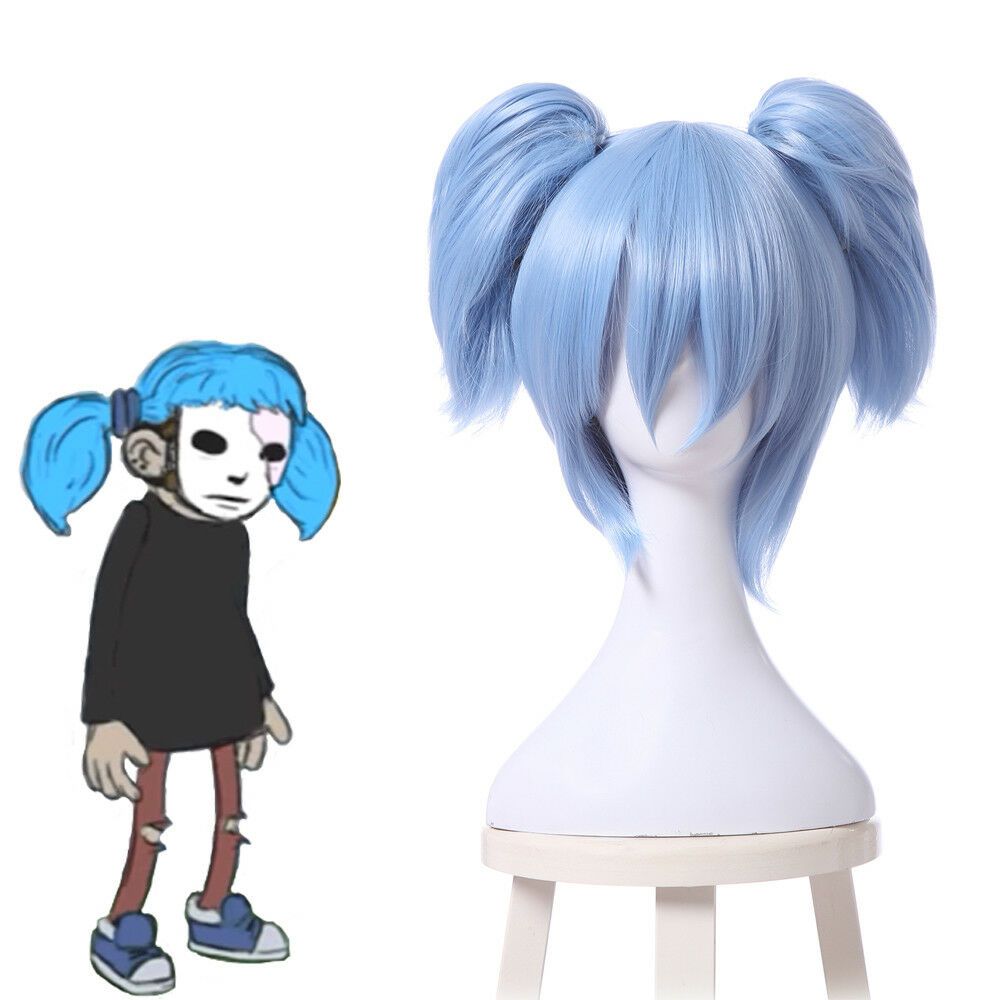 Sallyface Sally Face Sally Sal Cosplay Wig Blue Short Clip On