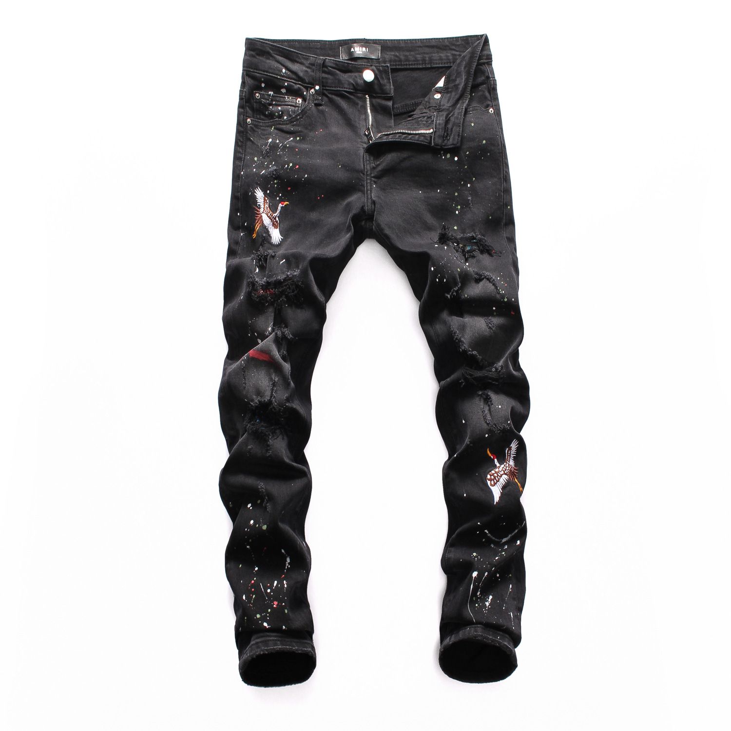 Compra Pantalones Vaqueros De Alta Calidad De Estilo Francés Hombres De La  Moda Color Azul Flaco Fit Empalmado Rasgada Calle Destruida Motocicleta De  Moto Del Motorista De Los Hombres Barato | Entrega