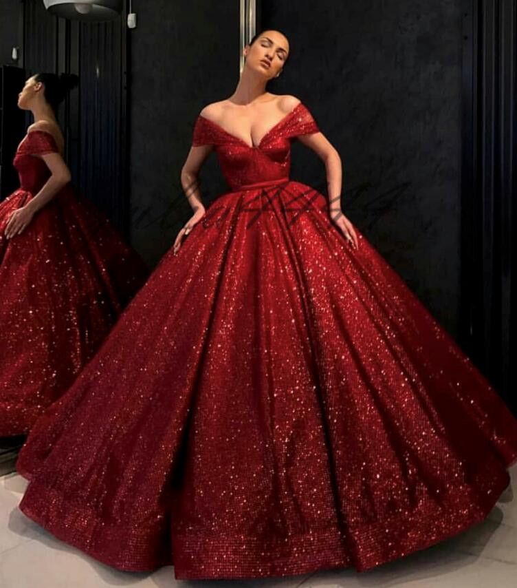 Compra 2019 Rojo Oscuro Elegante Brillo Bola Vestido Quinceanera Vestido  Abierto Trasero De Encaje Fuera De Hombro Vestidos De Fiesta Elegantes  Vestidos De Noche Barato | Entrega Rápida Y Calidad | Es.Dhgate