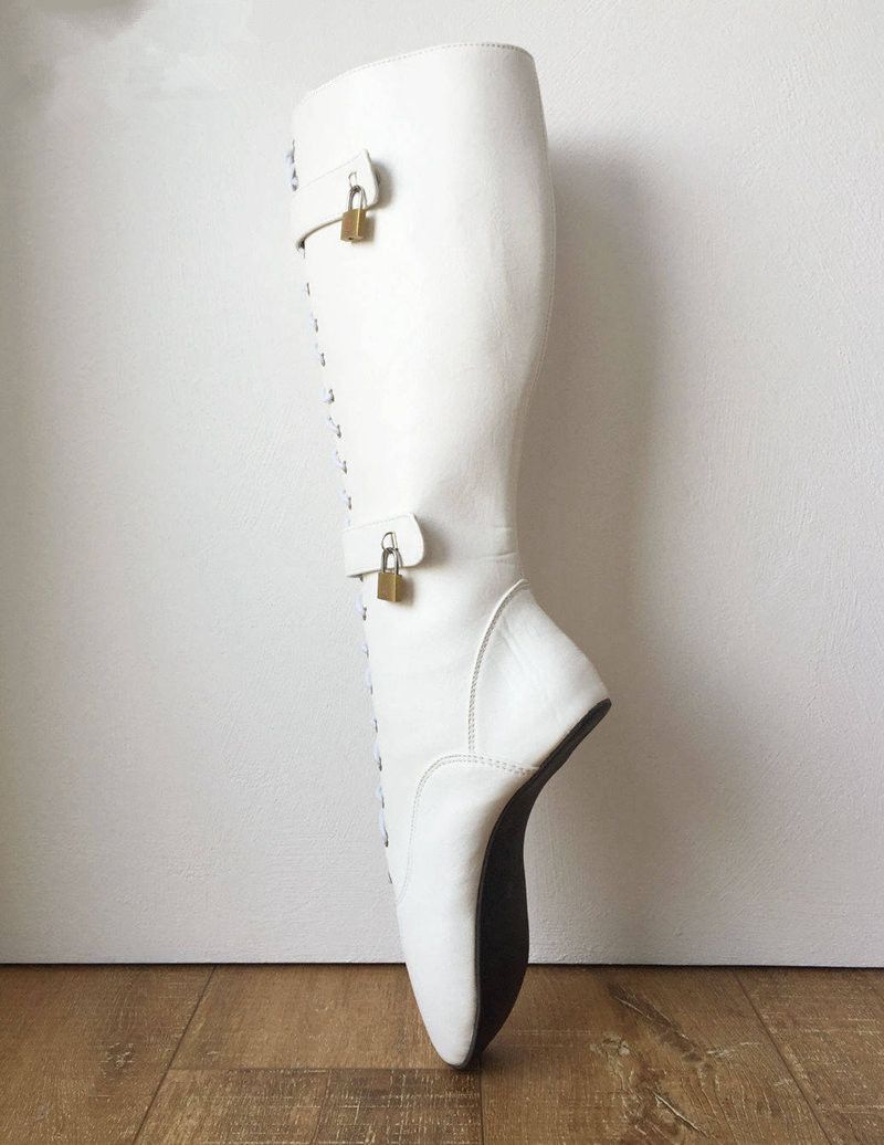 white lace up ballet pumps