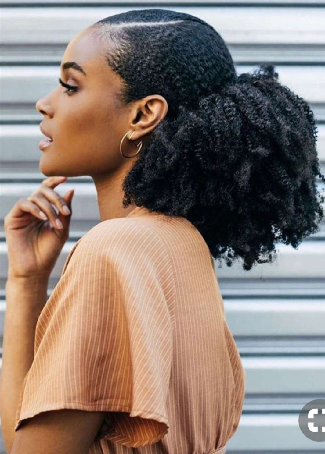 African american natural ponytail hairstyle super gorgeous quick and easy  low sleek puff with clips afro kinky curly ponytail hair extension