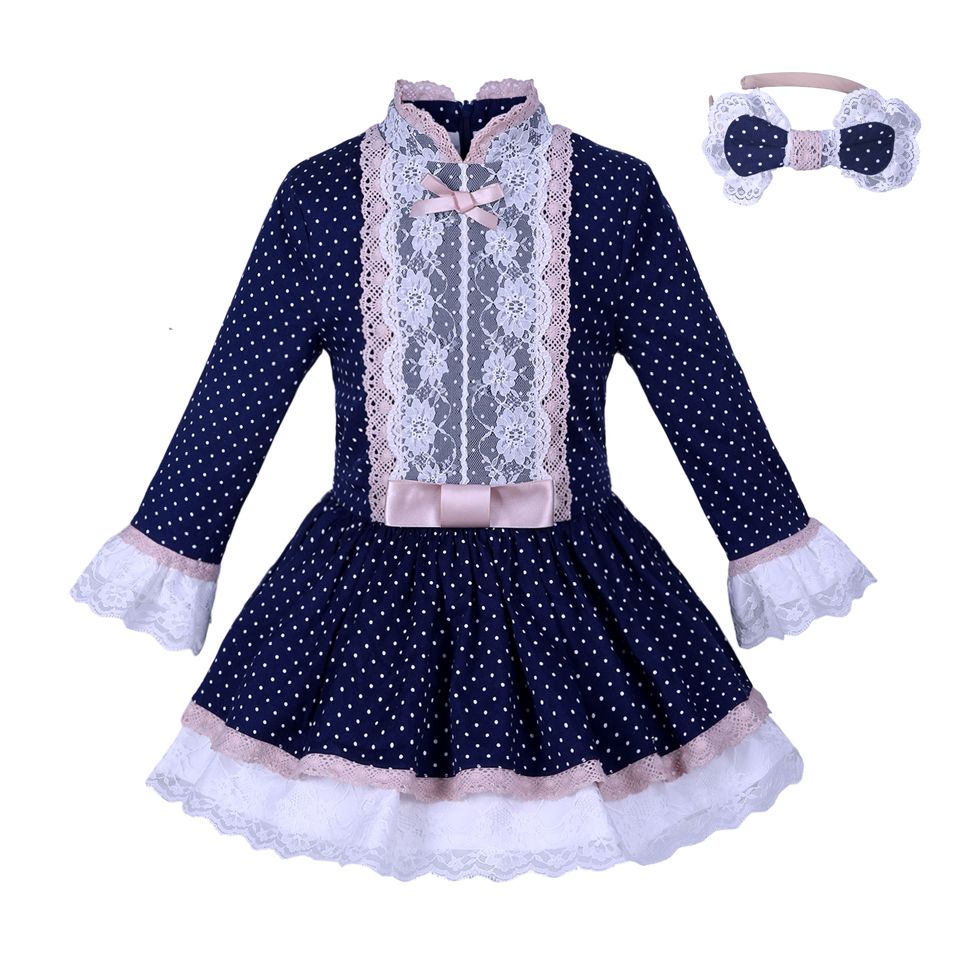 girls navy polka dot dress