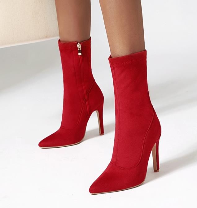 red suede boots ladies