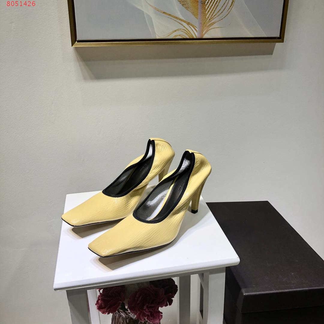 yellow and white dress shoes