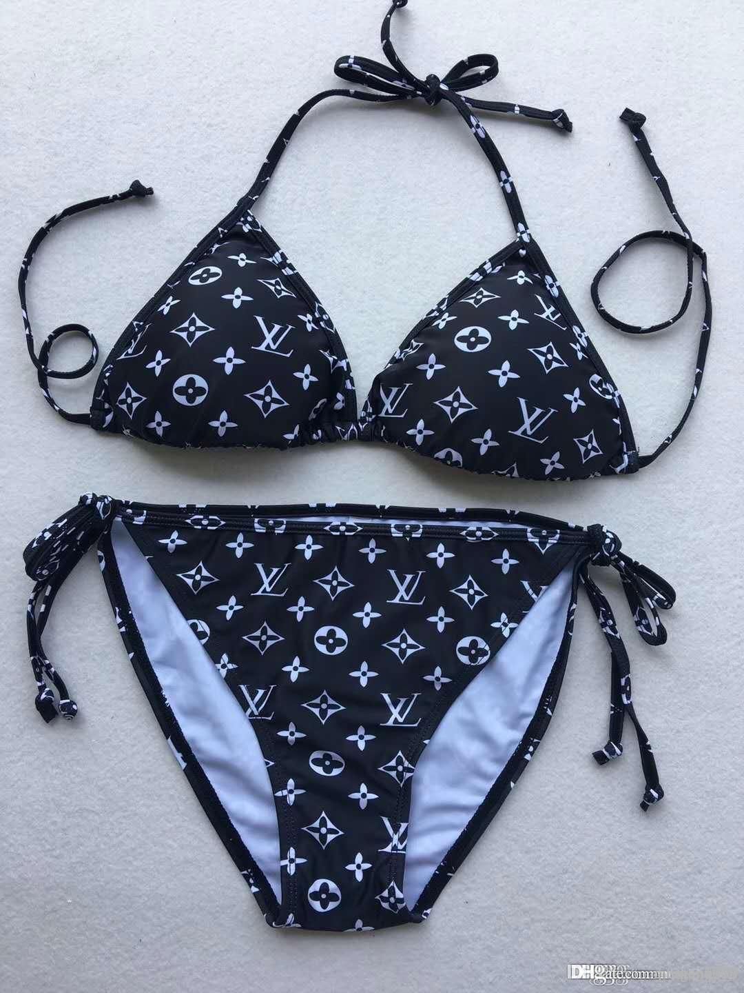 Bikini Traje De Baño Traje De Baño De Las Mujeres Cintura Alta De Impresión De Dos Piezas De Baño Del Vendaje De Tiras Louis Vuitton Traje De Baño Bikini Atractivo De