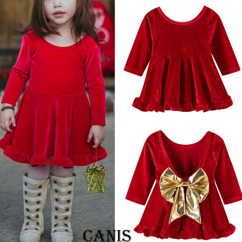 girls long sleeve red dress