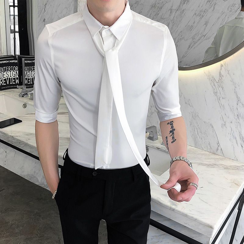 white dress shirt with tie