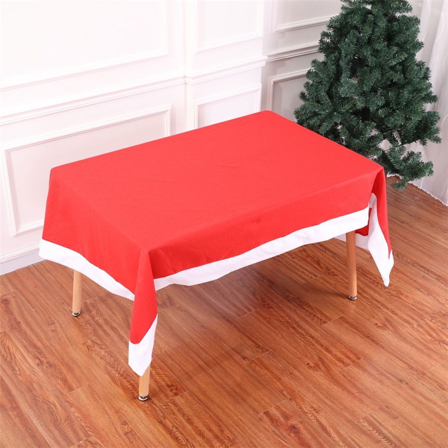 New Year Christmas Red Rectangular Table Cloth Xmas Ornaments Party