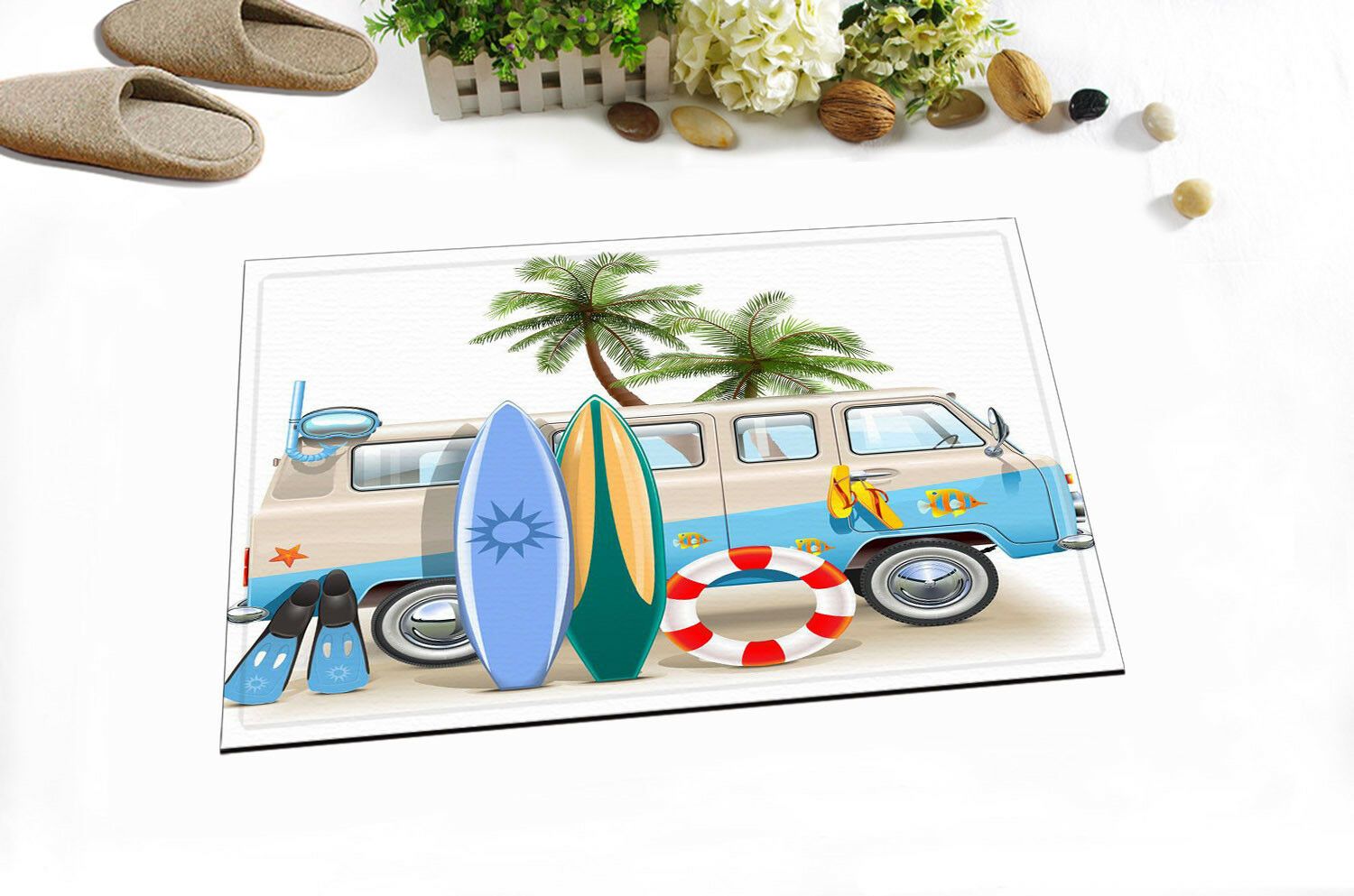 2019 Beach Tourist Bus Surfboard Bathroom Mat Right Angle Non