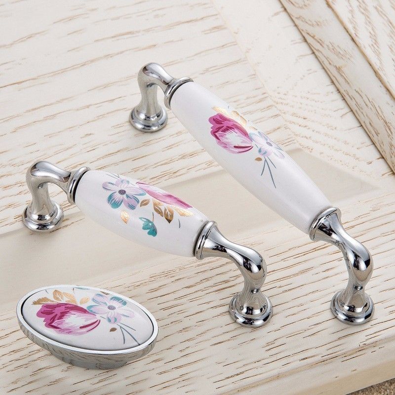 Grosshandel 2 Stucke Tulip Keramik Turgriff Silber Schublade Zieht