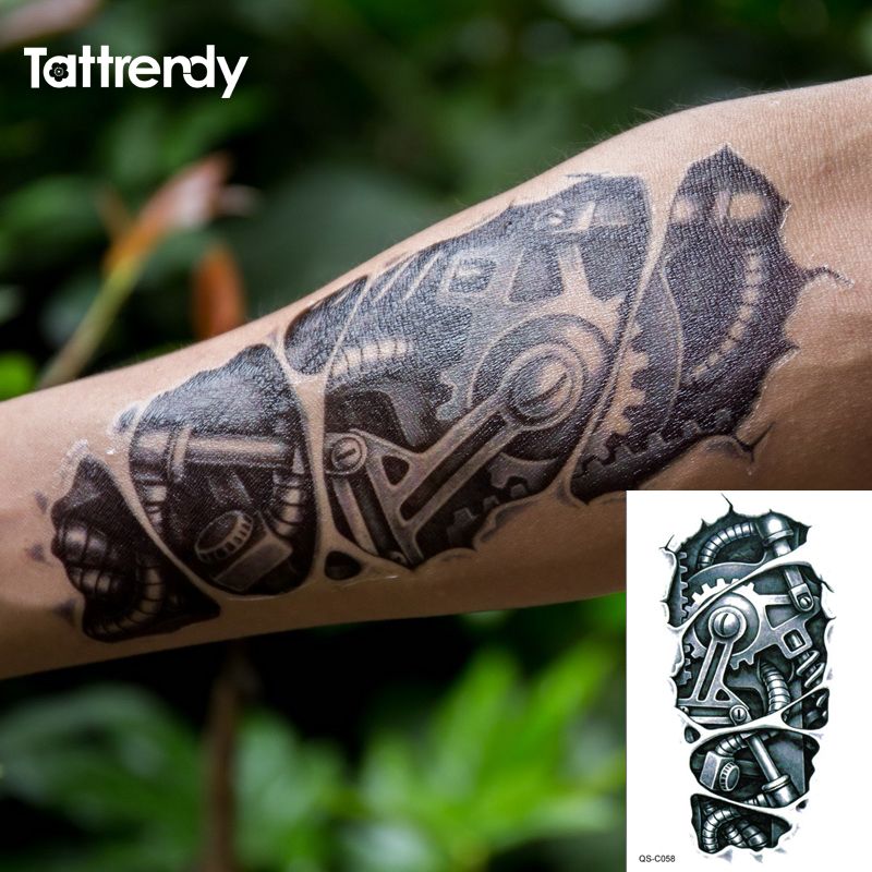 Temporary tattoos 3D black Robot mechanical arm fake transfer tattoo stickers hot sexy cool men spray waterproof designs C058 Temporary tattoos 3D black Robot mechanical arm fake transfer tattoo stickers hot sexy cool men spray waterproof designs C058