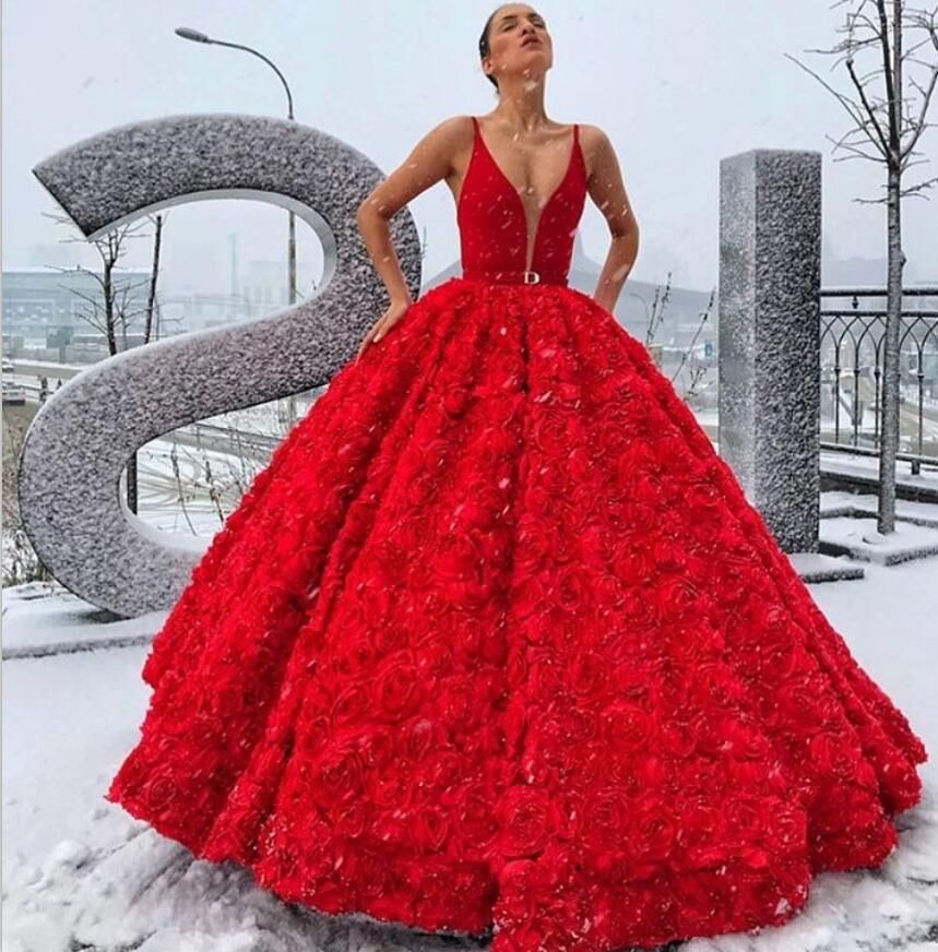 red rose gown