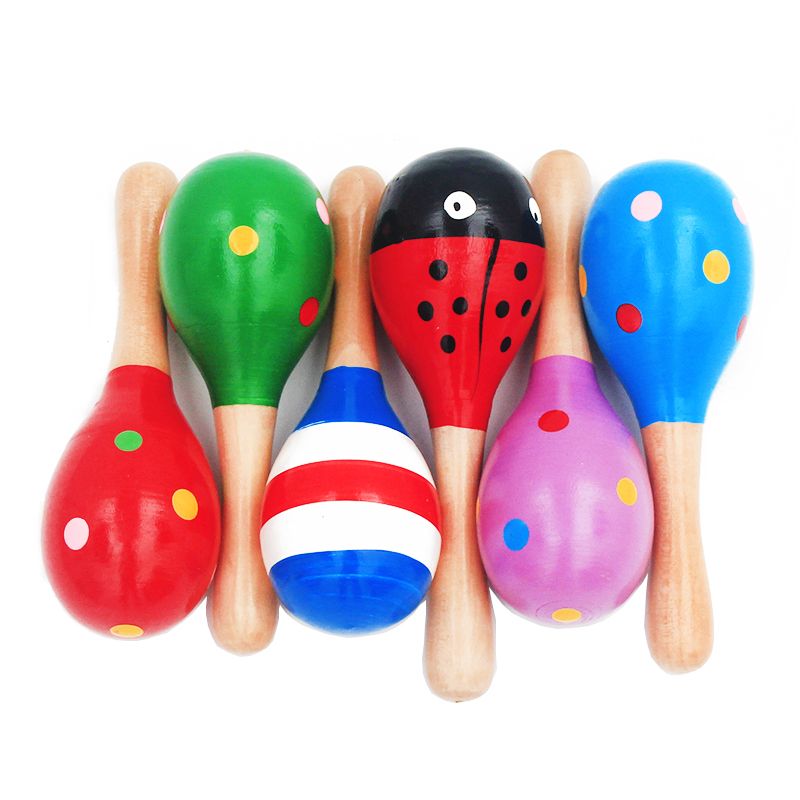 1 Wooden Maraca Rattles Musical Party Favor Kids Baby Shaker Toy Xmas Gift #a