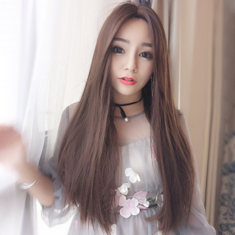 Cross Border New Korean Wig Female Long Straight Hair No Bangs