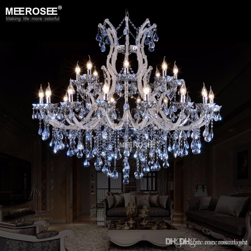 Large European Style Crystal Candle Lamp 24 Light Colored Glass Massive