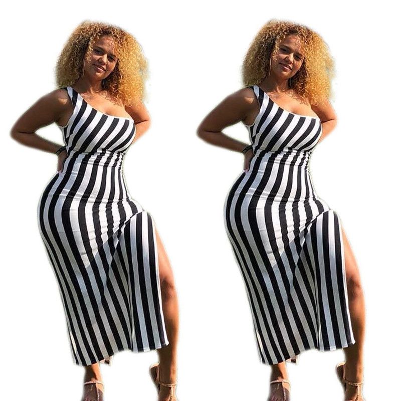 Vestido Largo A Rayas Blanco Y Negro Flash Sales, UP TO 62% OFF |  lavalldelord.com