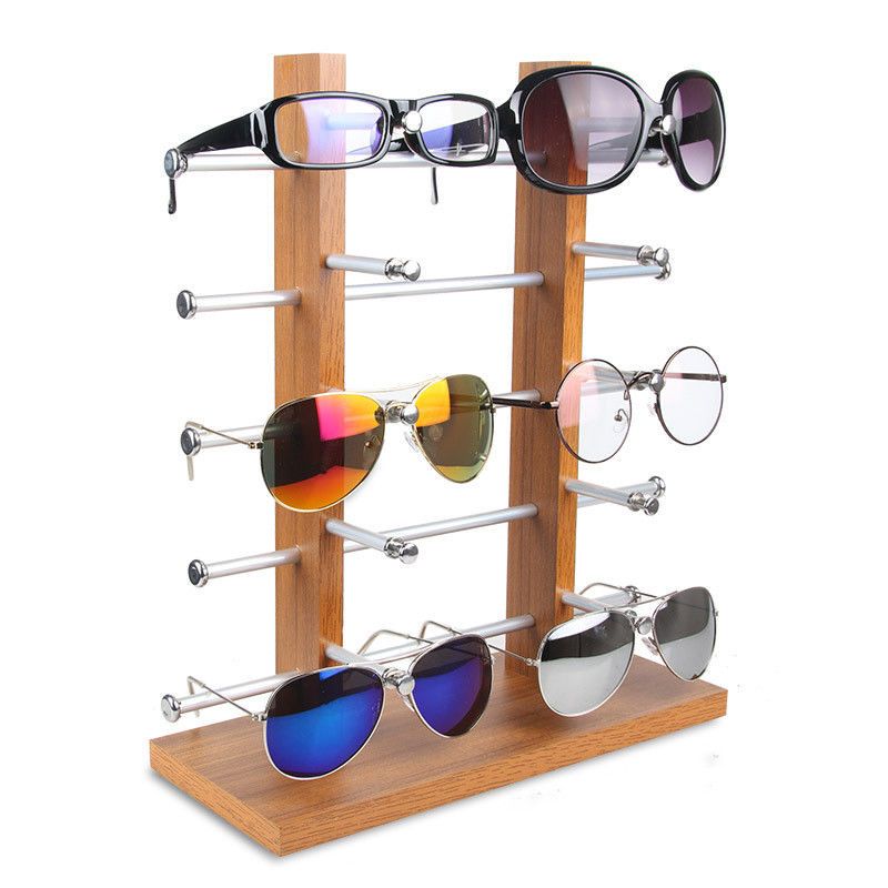 2021 Double Row Wood Sunglass Display Shelf Show Case Racks Eye Glasses