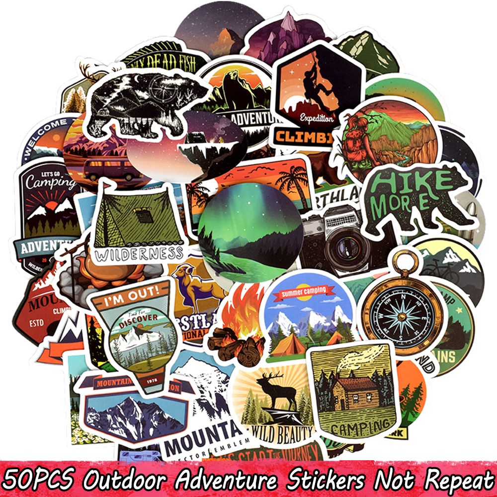 50 Outdoors Hiking Camping Nature Stickers Pack Laptop Car Bumper Bike Decal Lot 