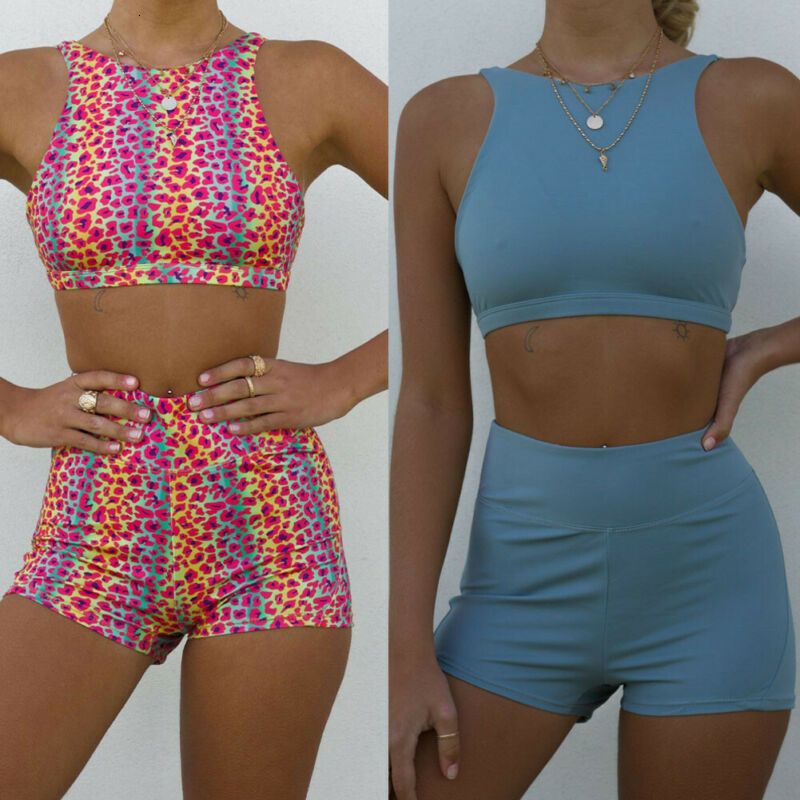 gym shorts and crop top