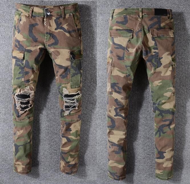 Mens Denim Pants Ripped Camouflage Man Hip Hop Jeans Soldier Slim Denim  Straight Biker Ami Motorcycle Jeans From Fengfengyuyu168, $45.6 | DHgate.Com