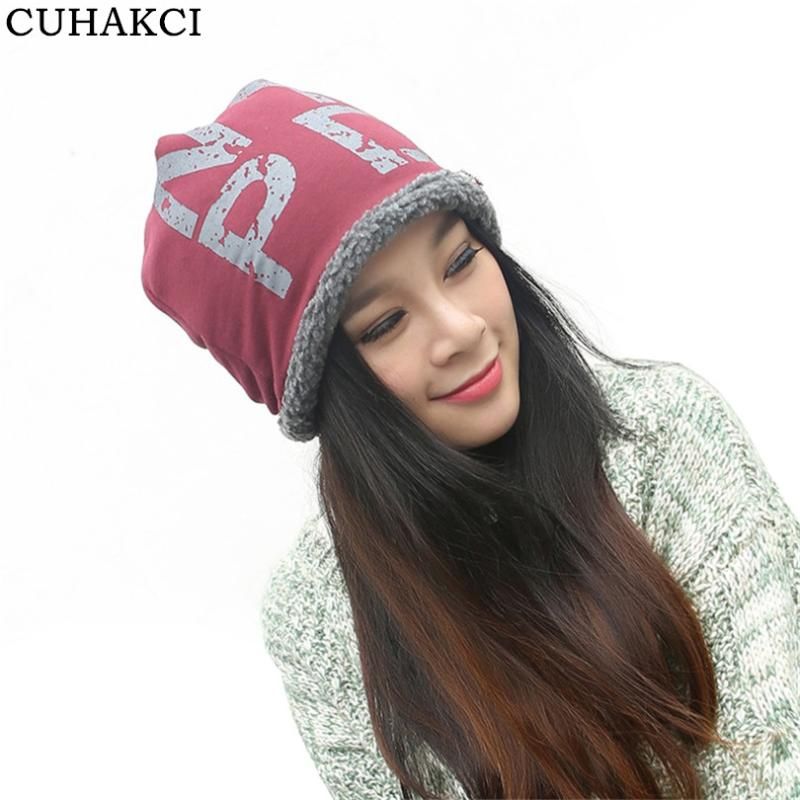2019 Cuhakci Warm Beanies Unisex Wool Hat Print Letter Winter Hat
